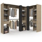 Idmarket - dressing extensible d'angle marlon 230 x 140 x 180 cm cm hêtre avec penderies + étagères + ... Idmarket - dressing extensible d'angle marlon 230 x 140 x 180 cm cm hêtre avec penderies + étagères + ...