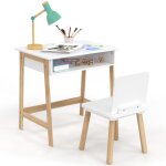 Idmarket - ensemble bureau + 1 chaise enfant anatole avec niche blanc et bois Idmarket - ensemble bureau + 1 chaise enfant anatole avec niche blanc et bois