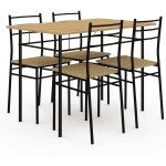 Idmarket - ensemble table angie 4 personnes + 4 chaises bois et m�tal noir