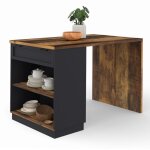 Idmarket - ilot central mange - debout 4 personnes vito 130 cm noir et effet bois fonc� hawkins