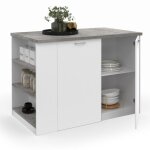 Idmarket - ilot central tibo 120 cm bois blanc avec plan de travail faon bton
