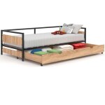 Idmarket - lit enfant detroit 90 x 190 cm avec tiroir gigogne et rangement style industriel