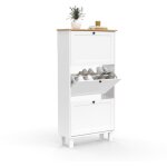 Idmarket - meuble � chaussures 18 paires achille 3 portes blanc et plateau bois