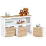 Idmarket - meuble de rangement enfant mana en bois blanc et htre 3 tiroirs cubes sur roulettes