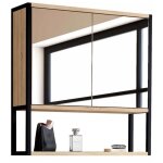 Idmarket - meuble de rangement suspendu avec miroir pour salle de bain detroit design industriel