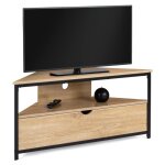 Idmarket - meuble tv 100 cm d'angle detroit avec placard design industriel