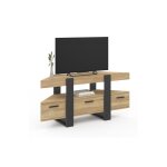 Idmarket - meuble tv 110 cm d'angle phoenix avec tiroir bois et noir