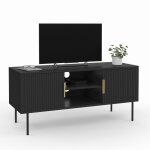 Idmarket - meuble tv 110 cm marcel 2 portes lattes tasseau bois noir