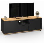 Idmarket - meuble tv 110 cm vito avec tiroir et niche noir et bois