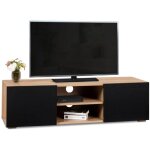 Idmarket - meuble tv 113 cm eli bois faon htre portes noires