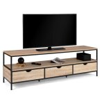 Idmarket - meuble tv 160 cm detroit 3 tiroirs design industriel