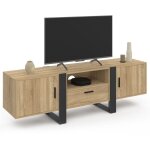 Idmarket - meuble tv 160 cm phoenix 3 portes bois et noir