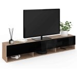 Idmarket - meuble tv 180 cm suspendu elio 2 portes avec étagère bois et noir Idmarket - meuble tv 180 cm suspendu elio 2 portes avec étagère bois et noir