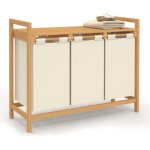 Panier  linge 3 bacs bambou bea tissu cru