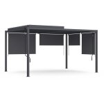 Pergola bioclimatique lames orientables acier 3x4 m et 4 stores gris anthracite