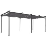 Idmarket - pergola toit rétractable 6 pieds 3x6 m tonnelle gris anthracite Idmarket - pergola toit rétractable 6 pieds 3x6 m tonnelle gris anthracite
