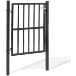 Portillon de jardin barreaud 105 x 125 cm en acier gris anthracite avec serrure et poigne