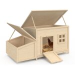 Poulailler toit plat pour poules sur pilotis avec pondoir en bois, capacit jusqu' 6 poules
