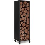 Range - bûches vertical plein acier noir h. 112 cm pour cheminée avec roulettes Range - bûches vertical plein acier noir h. 112 cm pour cheminée avec roulettes