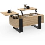 Idmarket - table basse 2 plateaux relevables phoenix bois noir et façon hêtre Idmarket - table basse 2 plateaux relevables phoenix bois noir et façon hêtre