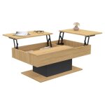 Table basse 2 plateaux relevables rectangulaire eden bois et noir Table basse 2 plateaux relevables rectangulaire eden bois et noir
