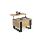 Idmarket - table basse carrée plateau relevable 70 cm phoenix bois et noir Idmarket - table basse carrée plateau relevable 70 cm phoenix bois et noir