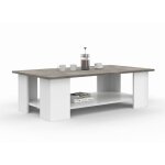 Idmarket - table basse rectangulaire eli blanche plateau effet béton Idmarket - table basse rectangulaire eli blanche plateau effet béton