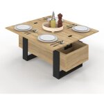 Idmarket - table basse rectangulaire relevable convertible en table à manger phoenix bois et noir Idmarket - table basse rectangulaire relevable convertible en table à manger phoenix bois et noir
