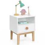 Table de chevet jacob enfant 1 tiroir + 1 niche blanc et bois