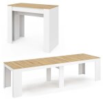 Idmarket - table console extensible orlando 14 personnes 300 cm blanc et faon htre