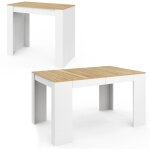 Idmarket - table console extensible orlando 6 personnes 140 cm bois blanc et façon hêtre Idmarket - table console extensible orlando 6 personnes 140 cm bois blanc et façon hêtre