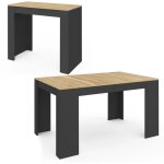 Idmarket - table console extensible orlando 6 personnes 140 cm bois noir et faon htre