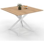Idmarket - table  manger carre alix 8 personnes pied araigne bois et blanc 110 cm