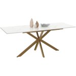 Table � manger extensible rectangle alix 6 - 10 personnes pied araign�e laiton plateau effet marbre dor� ...