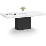 Idmarket - table � manger extensible rectangle eden 6 - 10 personnes plateau effet marbre blanc alaska ...