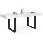 Idmarket - table  manger extensible rectangle phoenix 4 - 8 personnes plateau effet marbre blanc alaska ...