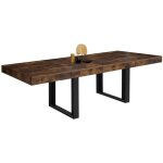 Idmarket - table  manger extensible rectangle phoenix 6 - 12 personnes bois effet vieilli et noir 200 ...