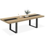 Idmarket - table  manger extensible rectangle phoenix 6 - 12 personnes bois et noir bande centrale noire ...