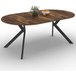 Idmarket - table � manger extensible ronde alix 4 - 10 personnes pied araign�e noir et plateau bois fonc� ...