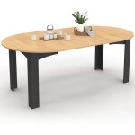 Idmarket - table  manger extensible ronde dona 4 - 10 personnes noire plateau faon htre 110 - 200 ...