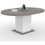 Idmarket - table à manger extensible ronde eden 4 - 8 personnes béton et blanc 120 - 160 cm Idmarket - table à manger extensible ronde eden 4 - 8 personnes béton et blanc 120 - 160 cm