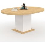 Idmarket - table � manger extensible ronde eden 4 - 8 personnes bois et blanc 120 - 160 cm