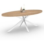 Idmarket - table à manger ovale alix 10 personnes pied araignée bois et blanc 200 cm Idmarket - table à manger ovale alix 10 personnes pied araignée bois et blanc 200 cm