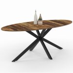 Idmarket - table � manger ovale alix 10 personnes pied araign�e noir et plateau bois fonc� hawkins 200 ...