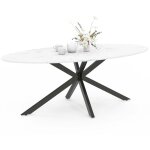 Idmarket - table à manger ovale alix 10 personnes pied araignée noir et plateau effet marbre blanc alaska ... Idmarket - table à manger ovale alix 10 personnes pied araignée noir et plateau effet marbre blanc alaska ...