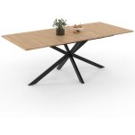 Idmarket - table � manger rectangle alix 10 personnes pied araign�e bois et noir 200 cm