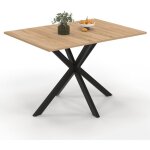 Idmarket - table � manger rectangle alix 6 personnes pied araign�e bois et noir 110 cm