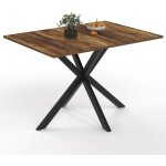 Idmarket - table � manger rectangle alix 6 personnes pied araign�e noir et plateau bois fonc� hawkins ...