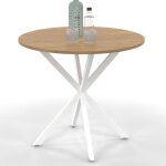 Idmarket - table � manger ronde alix 4 personnes pied araign�e bois et blanc 80 cm