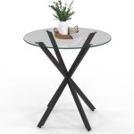Idmarket - table  manger ronde alix 4 personnes pied araigne noir et plateau verre 80 cm